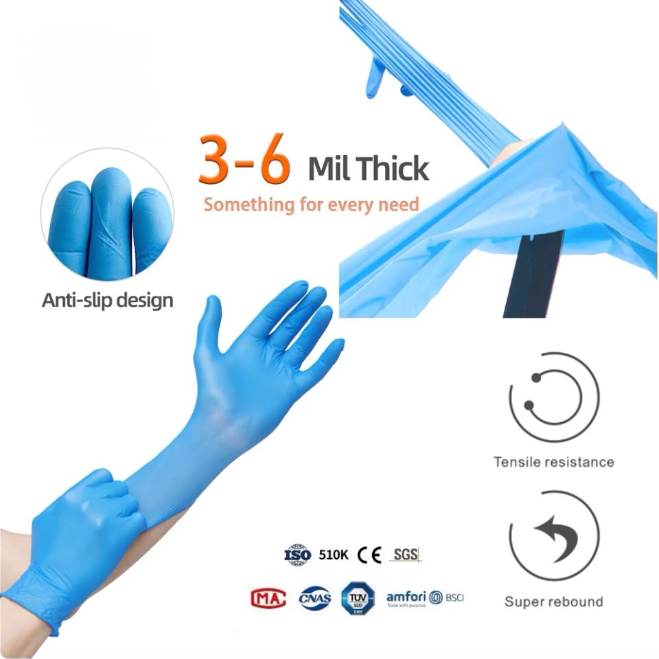 Disposable Medical Nitrile gloves, 4 mil thickness,  100 pcs per box, 10 boxes