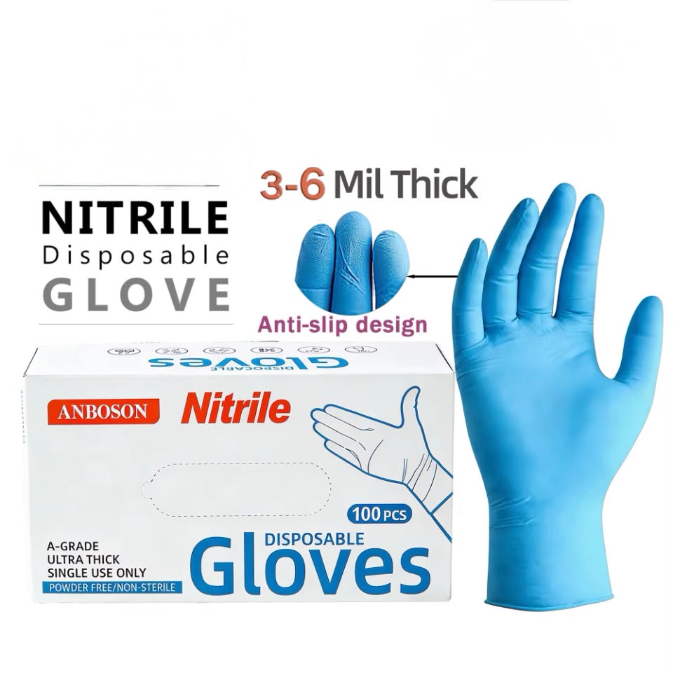 Disposable Medical Nitrile gloves, 4 mil thickness,  100 pcs per box, 10 boxes